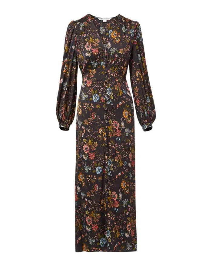 Dresses Shop Veronica Beard Terina Floral StretchSilk Dress Black Multi