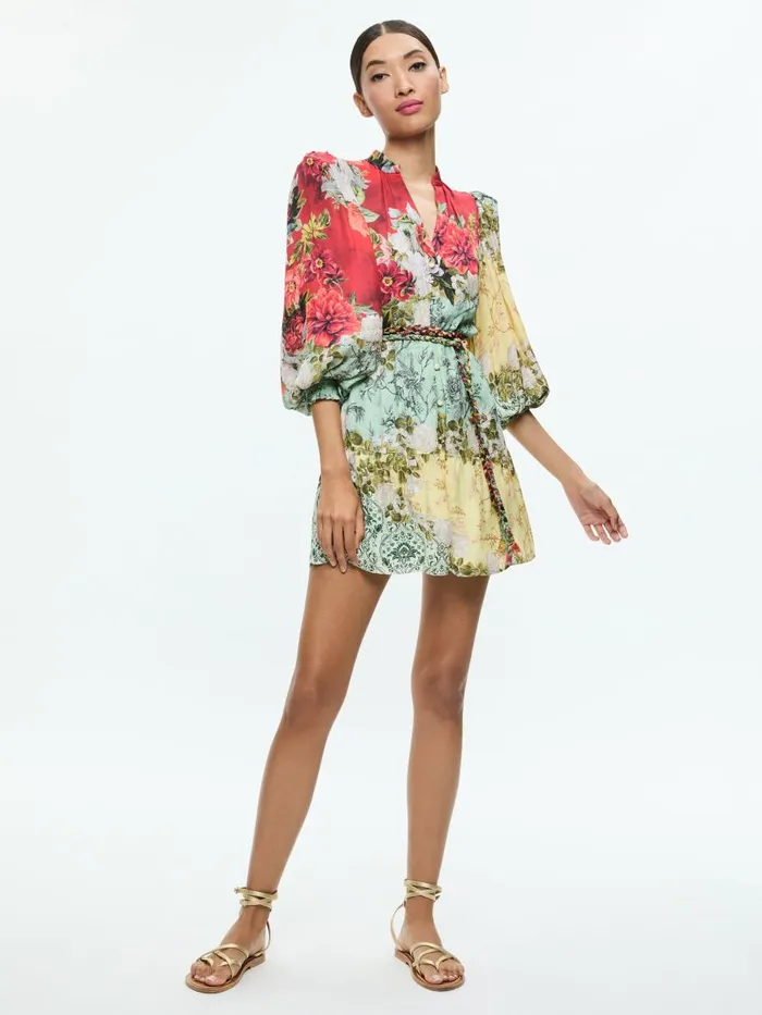 Dresses Women Alice Olivia ANTONETTE LONG SLEEVE BUTTON FRONT MINI DRESS Oakley
