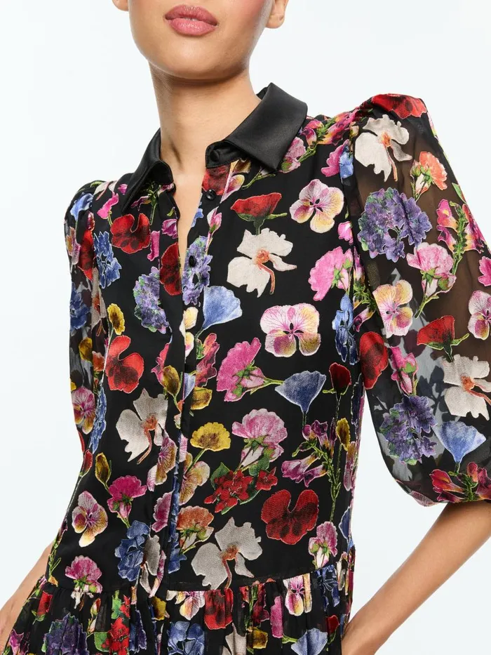 Dresses Women Alice Olivia BERTHA MINI SHIRT DRESS Timeless Blossom