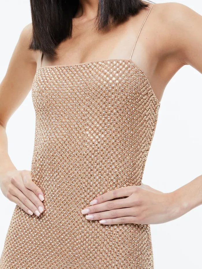 Dresses Women Alice Olivia FIFI EMBELLISHED MAXI DRESS Tan