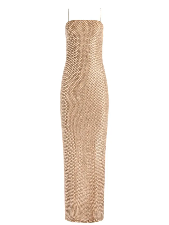 Dresses Women Alice Olivia FIFI EMBELLISHED MAXI DRESS Tan