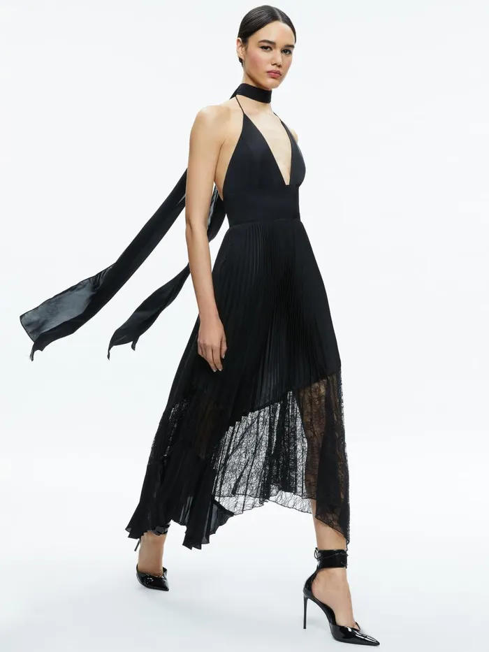 Dresses Women Alice Olivia HANNAH HALTER MAXI DRESS Black