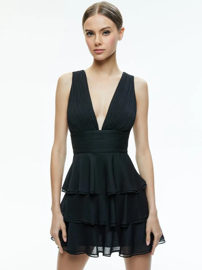 Dresses Women Alice Olivia HOLLY RUFFLED MINI DRESS Black