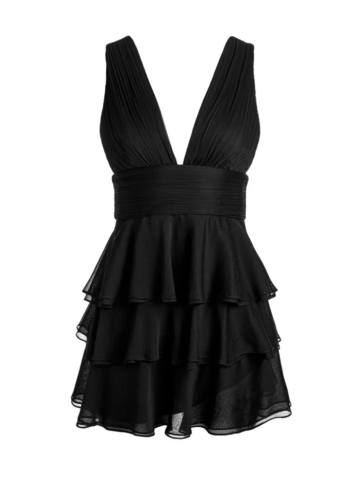 Dresses Women Alice Olivia HOLLY RUFFLED MINI DRESS Black