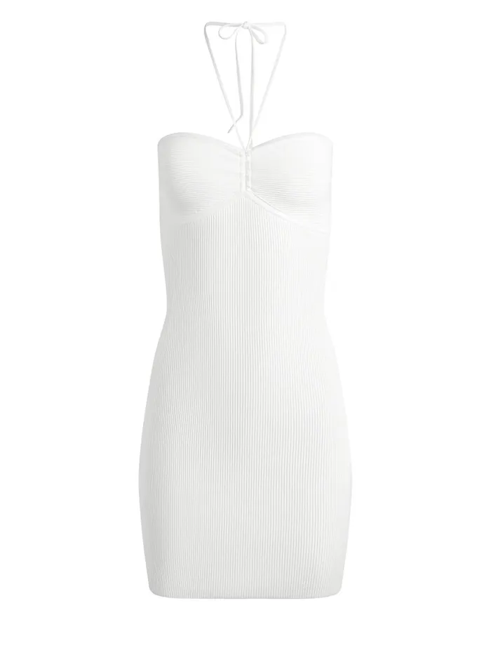 Dresses Women Alice Olivia LINNIE RUCHED HALTER DRESS Soft White