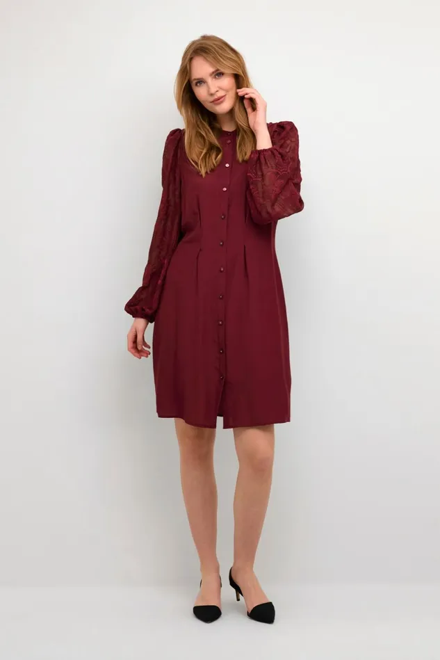 Dresses Women CULTURE CUasmine Dress With Lace Sleeves Winetasting