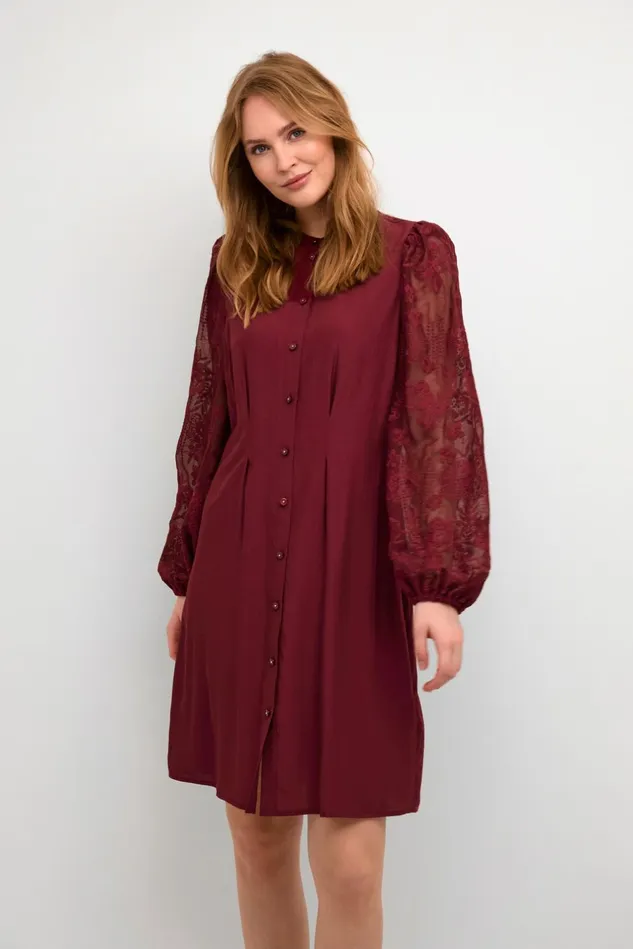 Dresses Women CULTURE CUasmine Dress With Lace Sleeves Winetasting
