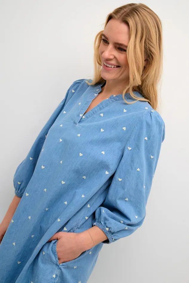 Dresses Women CULTURE CUmichelle Dress Light Bluewhite Hearts