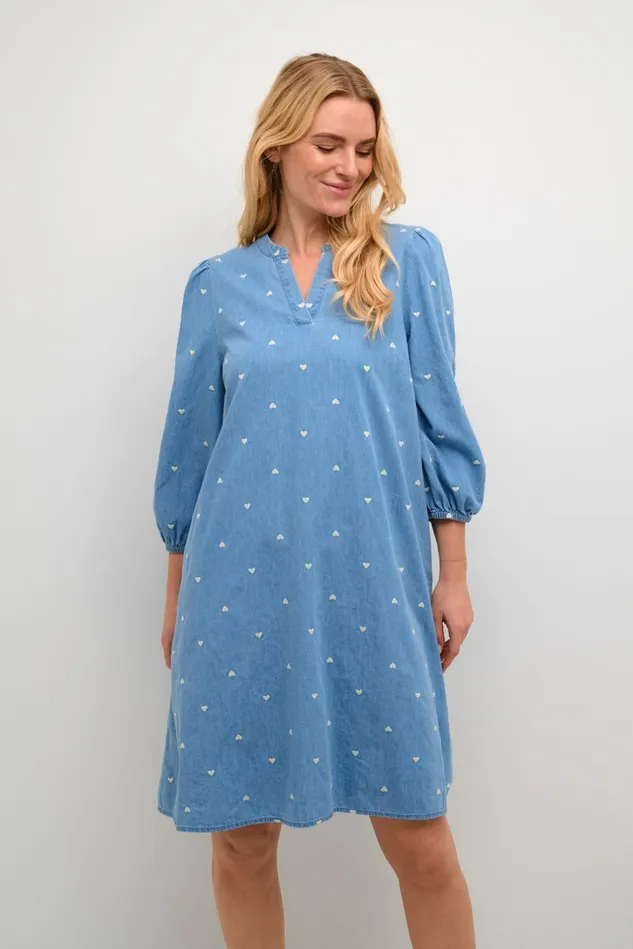 Dresses Women CULTURE CUmichelle Dress Light Bluewhite Hearts