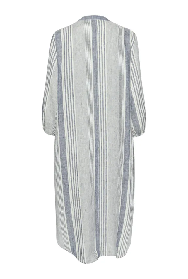 Dresses Women CULTURE CUmolly Linen Dress Whiteblue Stripe