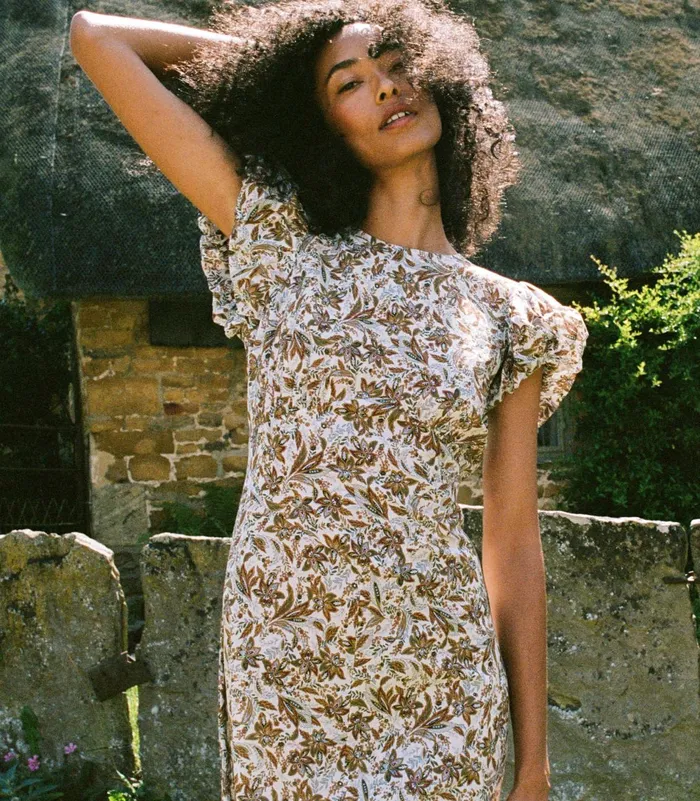 Dresses Women DEN Rhodia Dress Blanc Narcissus Floral Dresses Women DEN Rhodia Dress Blanc Narcissus Floral