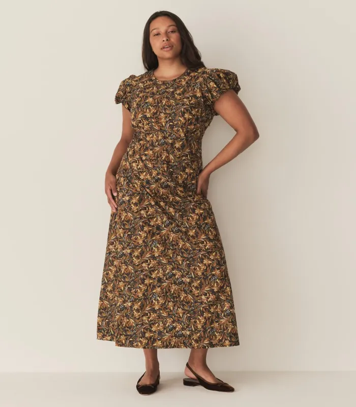 Dresses Women DEN Rhodia Dress Noir Narcissus Floral Dresses Women DEN Rhodia Dress Noir Narcissus Floral