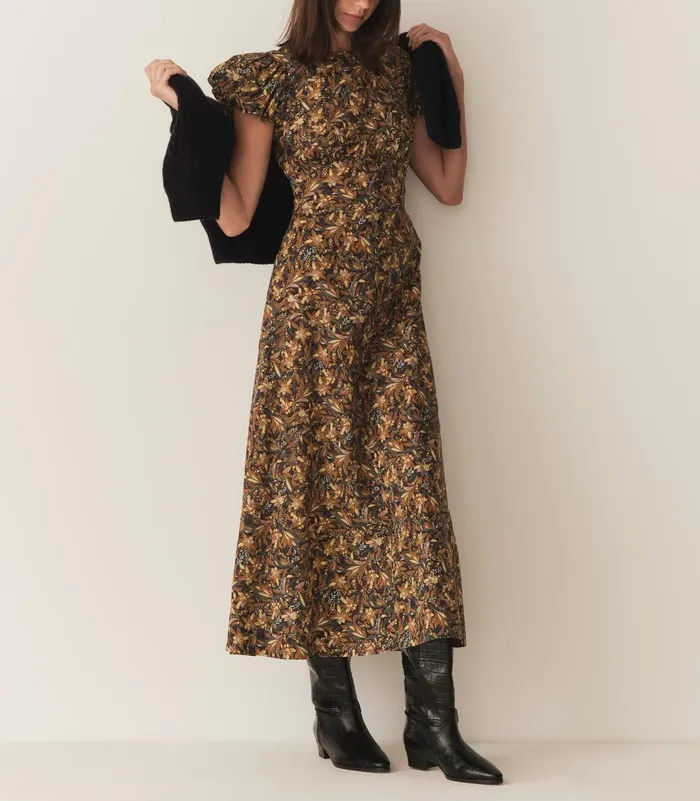 Dresses Women DEN Rhodia Dress Noir Narcissus Floral Dresses Women DEN Rhodia Dress Noir Narcissus Floral