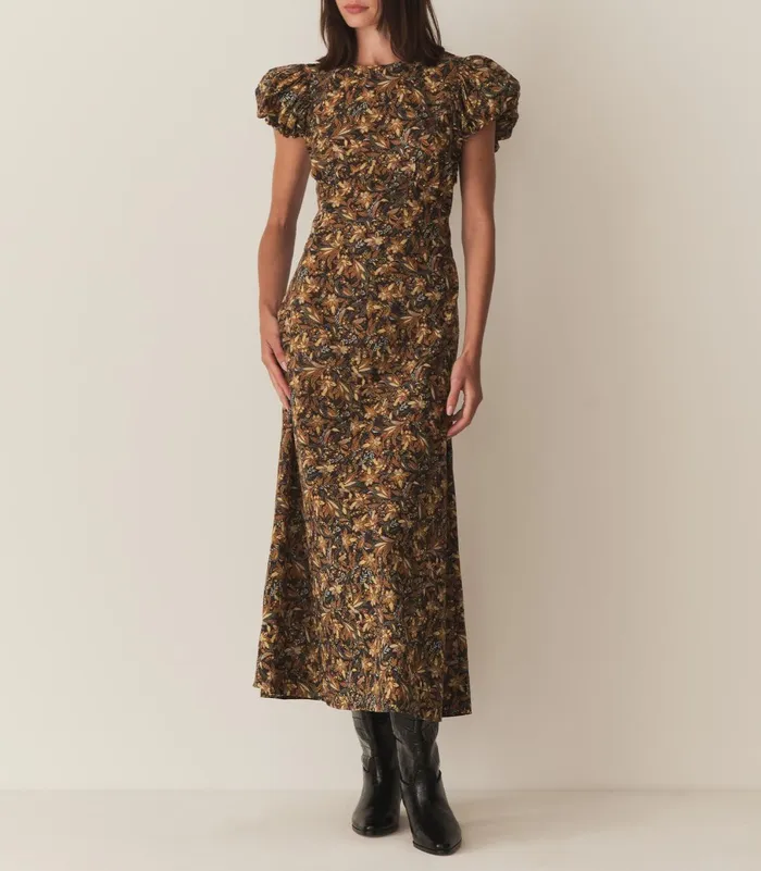 Dresses Women DEN Rhodia Dress Noir Narcissus Floral Dresses Women DEN Rhodia Dress Noir Narcissus Floral