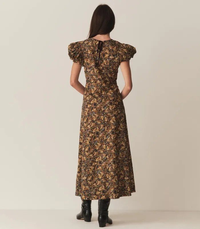 Dresses Women DEN Rhodia Dress Noir Narcissus Floral Dresses Women DEN Rhodia Dress Noir Narcissus Floral