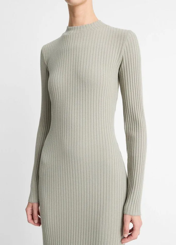 Dresses Women Vince Ribbed CottonBlend HighNeck Dress Sage Mist Dresses Women Vince Ribbed CottonBlend HighNeck Dress Sage Mist