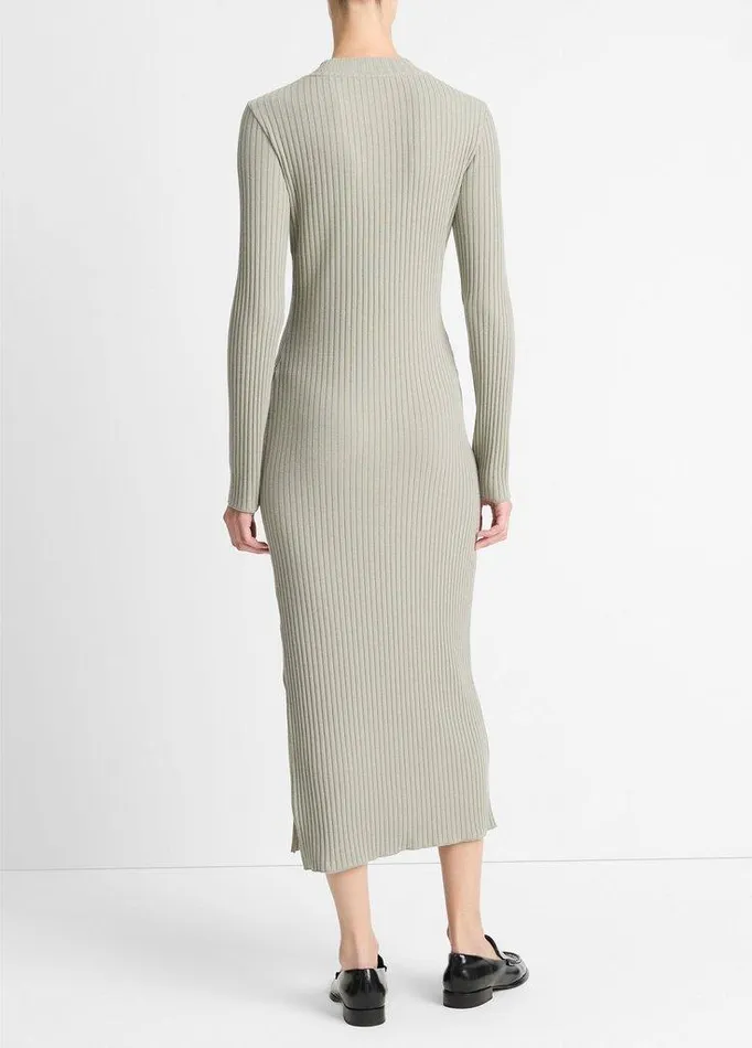 Dresses Women Vince Ribbed CottonBlend HighNeck Dress Sage Mist Dresses Women Vince Ribbed CottonBlend HighNeck Dress Sage Mist