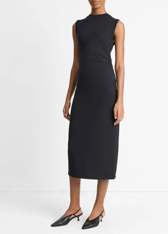 Dresses Women Vince Sleeveless GatheredWaist Dress Coastal Blue