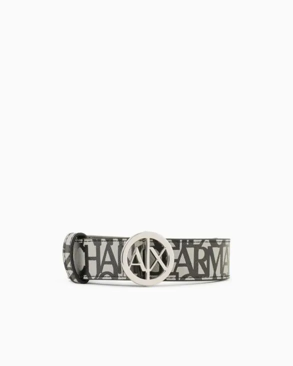 Ecoleather Belt With Round Logo Buckle Black Women Armani Belts