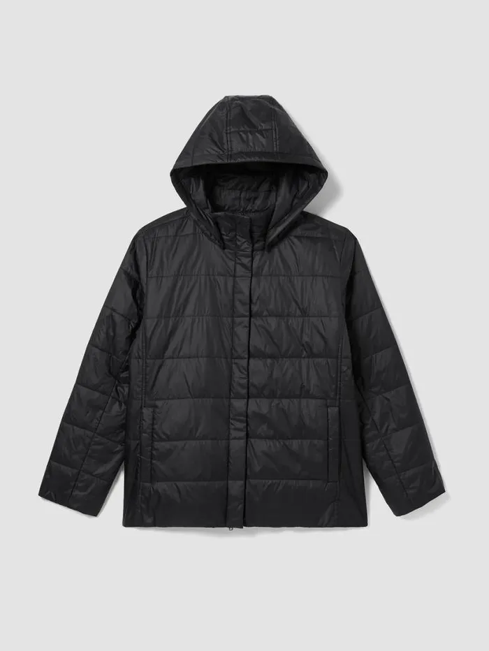 Eileen Fisher Extended Sizing 1X3X Eggshell Recycled Nylon Short Coat Black 8211 Shop