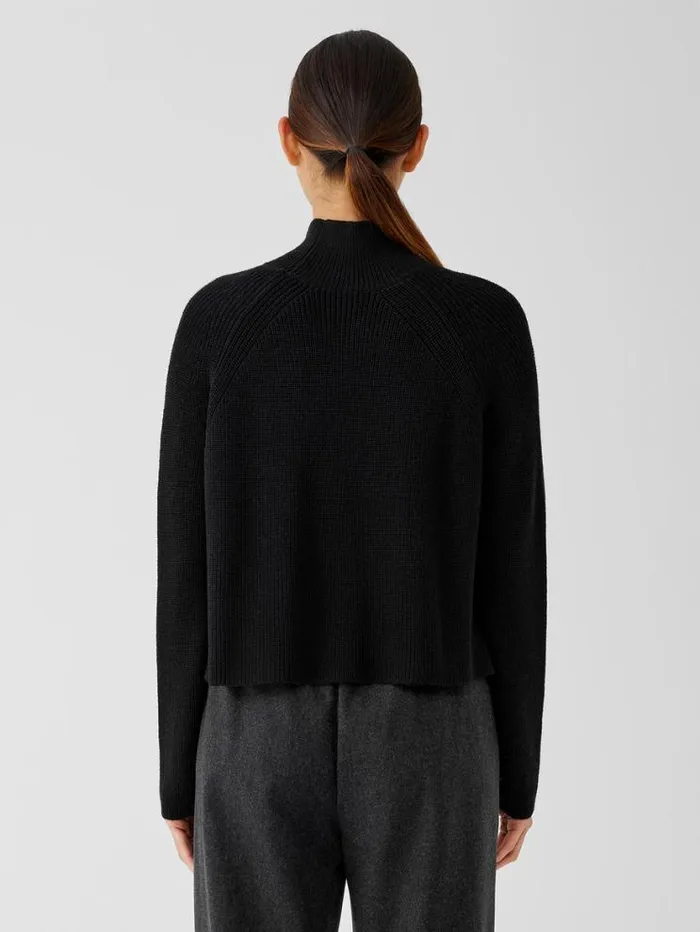 Eileen Fisher Extended Sizing 1X3X Merino Cropped Turtleneck Top In RegenerativeWool Black 8211 Shop