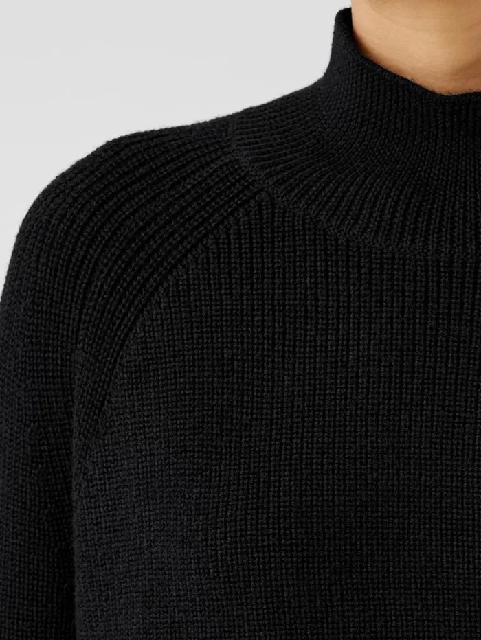 Eileen Fisher Extended Sizing 1X3X Merino Cropped Turtleneck Top In RegenerativeWool Black 8211 Shop