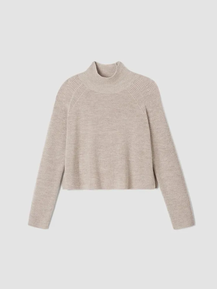 Eileen Fisher Extended Sizing 1X3X Merino Cropped Turtleneck Top In RegenerativeWool Black 8211 Shop