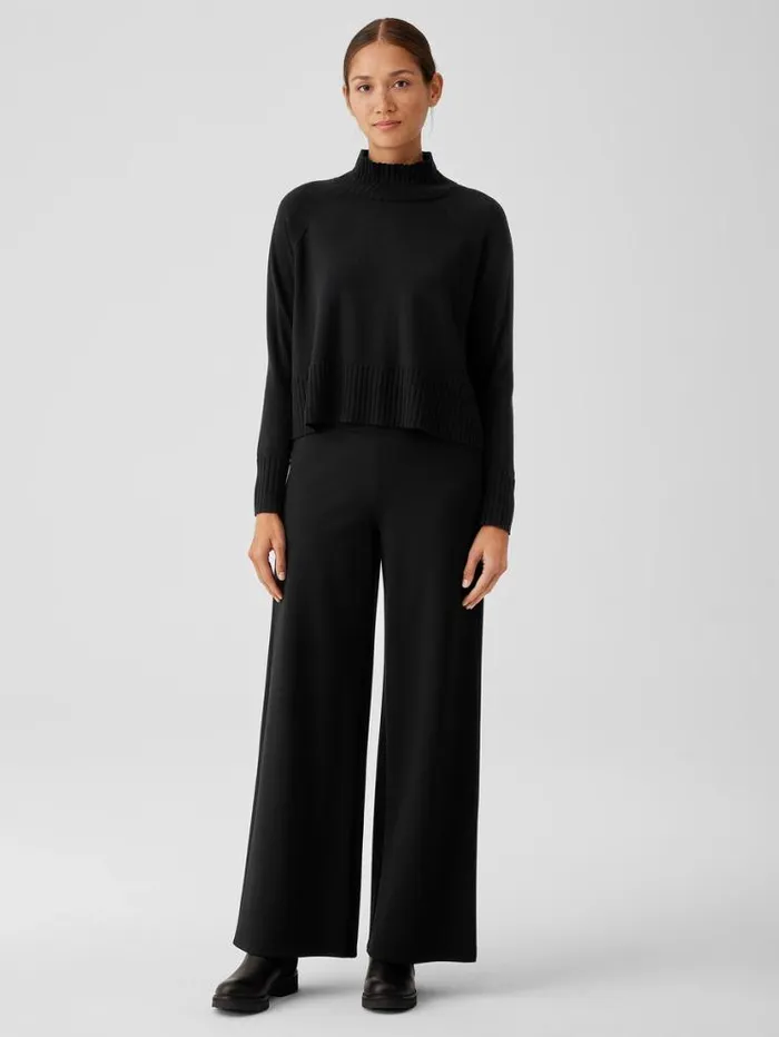 Eileen Fisher Extended Sizing 1X3X Merino Jersey Turtleneck Top In Regenerative Wool Black 8211 Shop