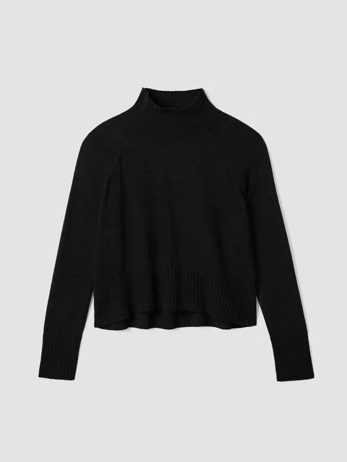 Eileen Fisher Extended Sizing 1X3X Merino Jersey Turtleneck Top In Regenerative Wool Black 8211 Shop