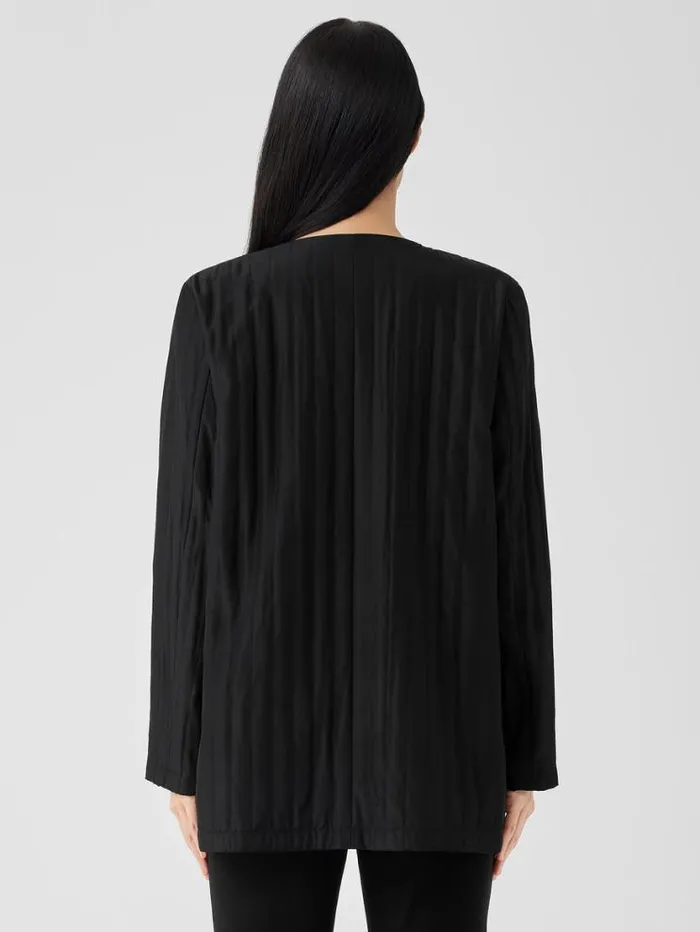 Eileen Fisher Petite Silk Habutai Quilted Round Neck Jacket Black 8211 Shop
