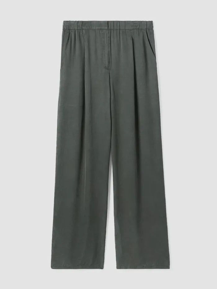 Eileen Fisher Sweaters and Cardigans Sandwashed Twill Wide Trouser Pant Ocean 8211 Shop