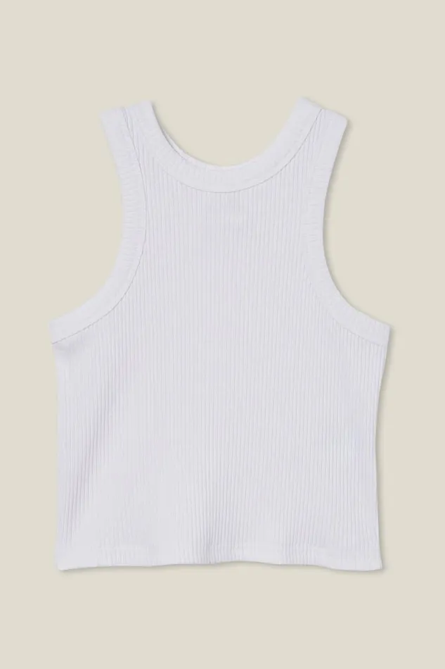 Eleanor Tank White Rib Girls Cotton On Tops and TShirts