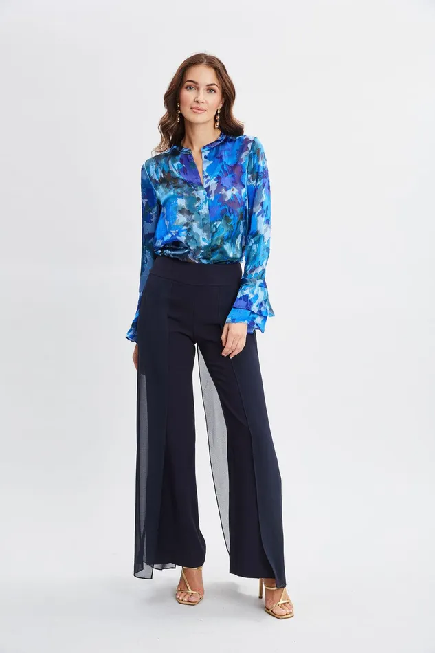 Elie Tahari Chiffon Panel Pant Stargazer Women Bottoms