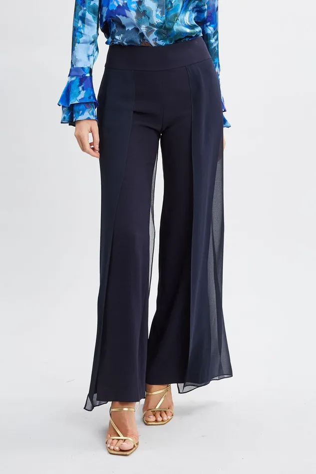 Elie Tahari Chiffon Panel Pant Stargazer Women Bottoms