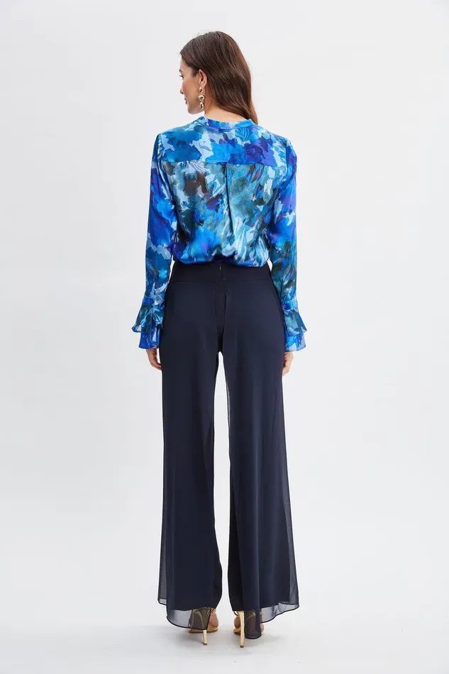 Elie Tahari Chiffon Panel Pant Stargazer Women Bottoms