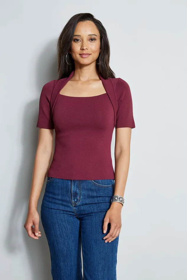 Elie Tahari Contour Sweater Cranberry Women Tops