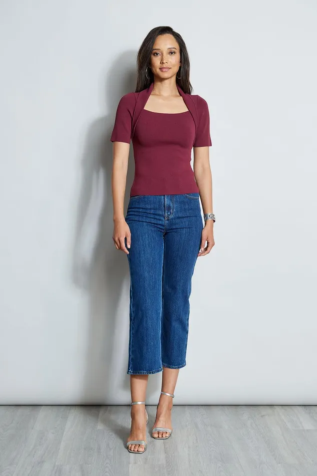 Elie Tahari Contour Sweater Cranberry Women Tops