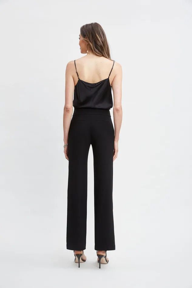 Elie Tahari Crepe Overlay Slit Pant Black Women Suiting