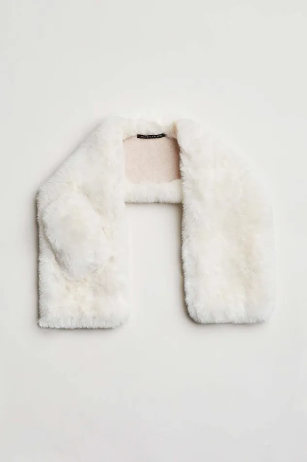 Elie Tahari Faux Fur Pull Through Scarf Ivory Women Hats