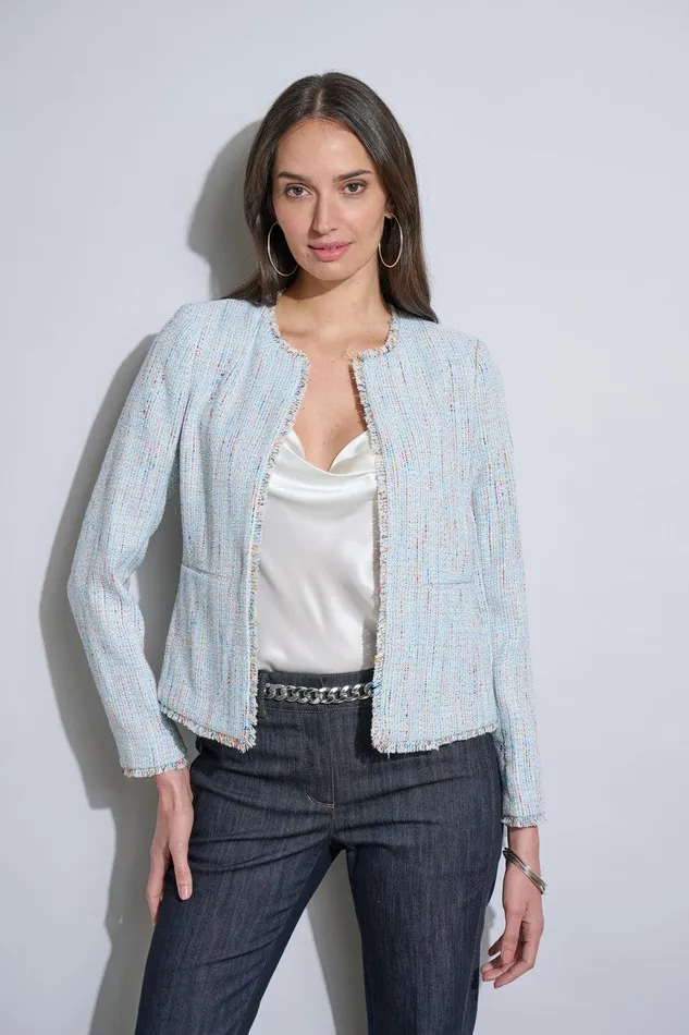 Elie Tahari Fringe Edge Tweed Jacket Gabby Tweed Women Jackets and Blazers