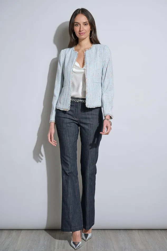 Elie Tahari Fringe Edge Tweed Jacket Gabby Tweed Women Jackets and Blazers