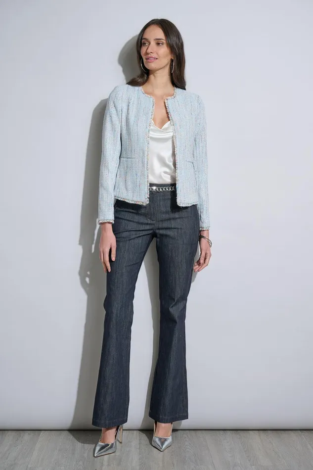 Elie Tahari Fringe Edge Tweed Jacket Gabby Tweed Women Jackets and Blazers