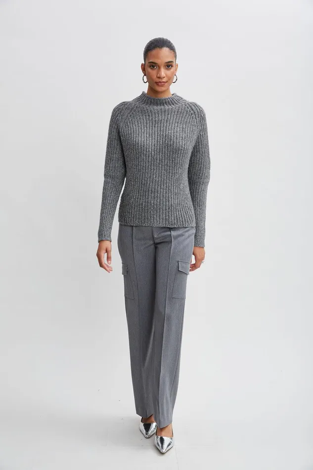 Elie Tahari Metallic Mock Neck Sweater Greysilver Women Tops