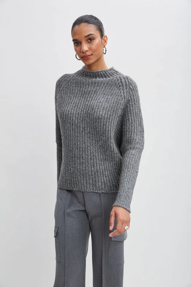 Elie Tahari Metallic Mock Neck Sweater Greysilver Women Tops