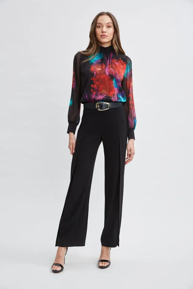 Elie Tahari Mock Neck Studio Floral Shirt Multi Women Tops