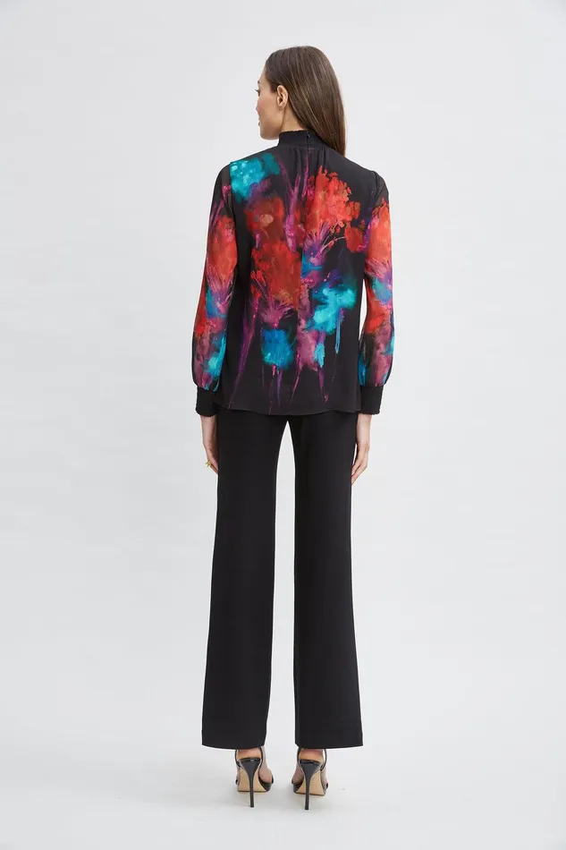 Elie Tahari Mock Neck Studio Floral Shirt Multi Women Tops