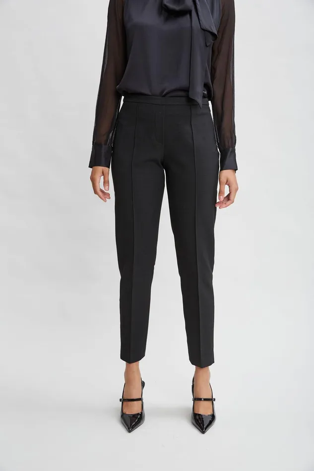 Elie Tahari Pintuck Slim Pant Black Women Suiting
