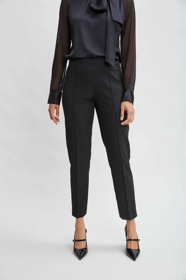 Elie Tahari Pintuck Slim Pant Black Women Suiting