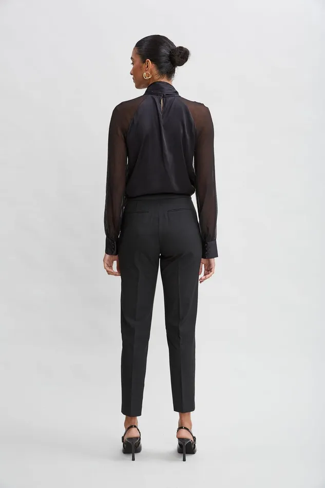 Elie Tahari Pintuck Slim Pant Black Women Suiting