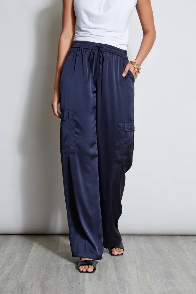 Elie Tahari Relaxed Satin Cargo Pant Stargazer Women Bottoms
